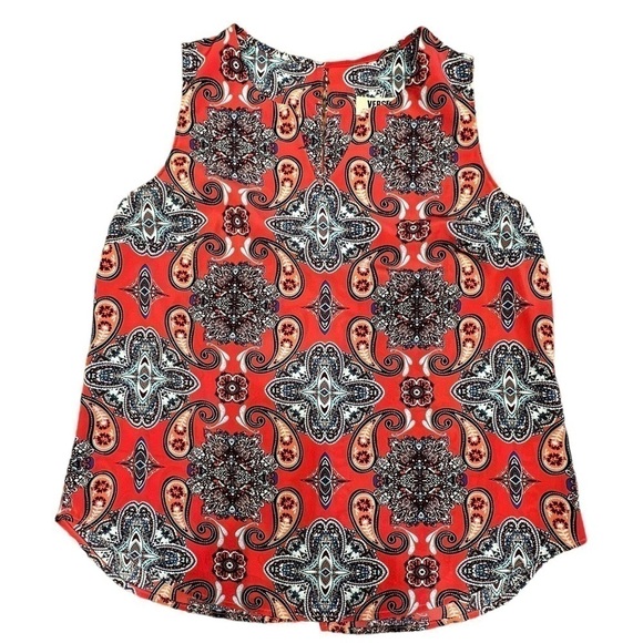 Verse Tops - VERSE WOMEN’S Paisley Print Split Neck Sleeveless Blouse, Size Large